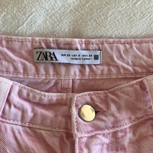 ZARA HIGH RISE STRAIGHT LEG JEANS FADED PINK 28 (US6) - Picture 2 of 9